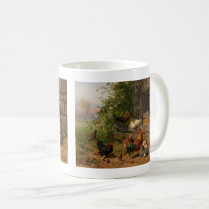 De Café Galo do país do vintage e caneca das galinhas