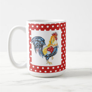 De Café Galo e caneca vermelha das bolinhas