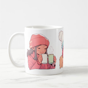 De Café Garota Bebe Com Uma Caneca