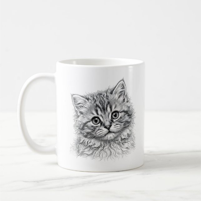 De Café Gatinho Persa Caneca Preta (Esquerda)