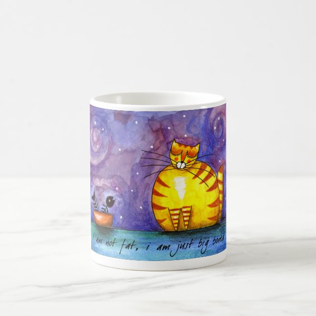 De Café Gato amarelo gordo grande - caneca (Centro)
