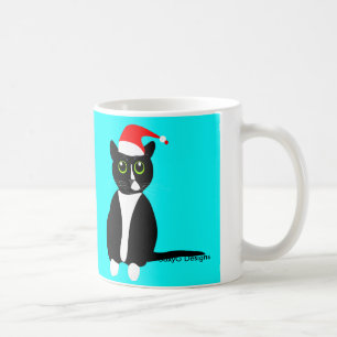 De Café Gato do smoking na caneca do chapéu do Natal