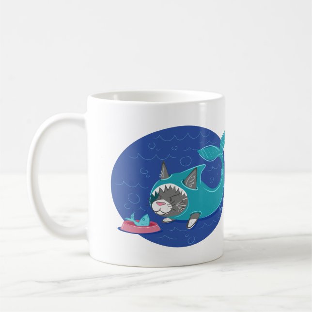 De Café Gato do tubarão - caneca (Esquerda)