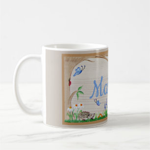 De Café Gato na caneca do jardim