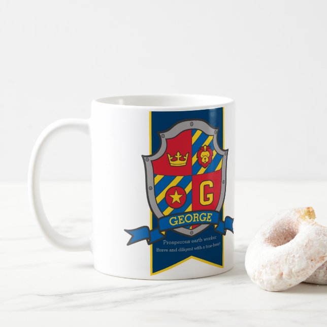 De Café George heraldry letra G nome que significa caneca  (Com Donut)