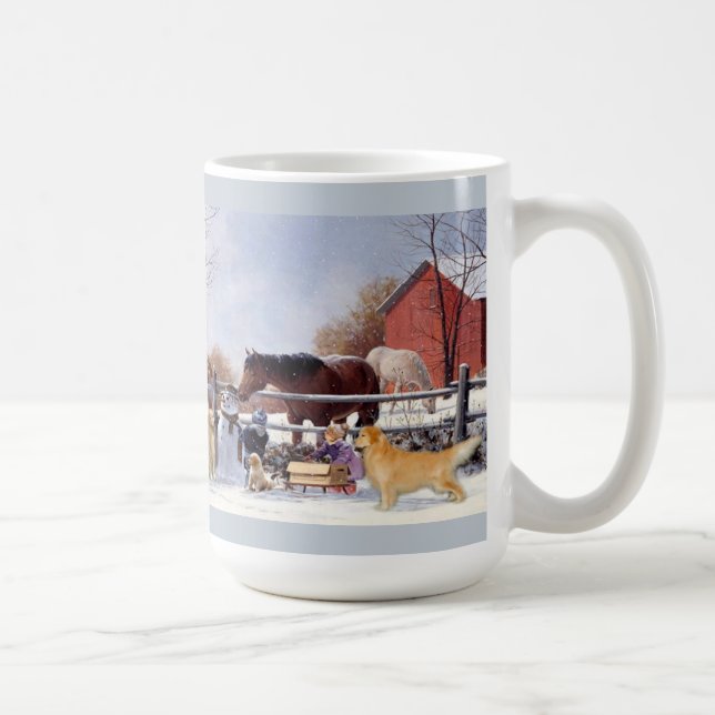 De Café Golden retriever na caneca da fazenda (Direita)
