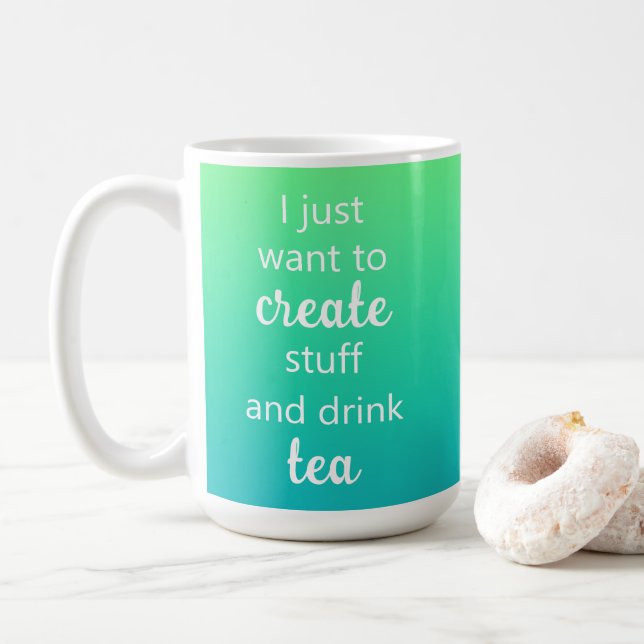 De Café Gradiente Verde Azul Crie Coisas e beba uma Caneca (Com Donut)