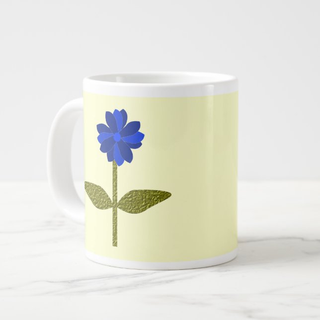 De Café Grande Caneca Azul Daisy Ocean (Frente Esquerda)