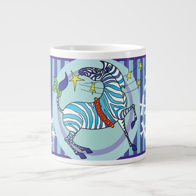 De Café Grande Caneca azul-de-natal Zebra 2018 (Frente)