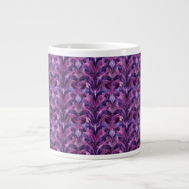 De Café Grande Caneca Cerâmica Jumbo Tons Roxos Art Déco (Frente)