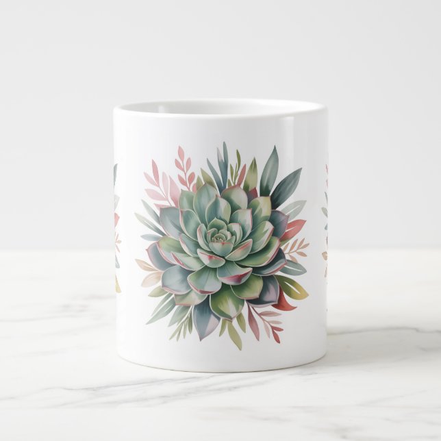 De Café Grande Caneca Clássica com Buquê Suculento, 325 ml (Frente)