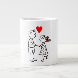 De Café Grande Caneca com Casal Romântico