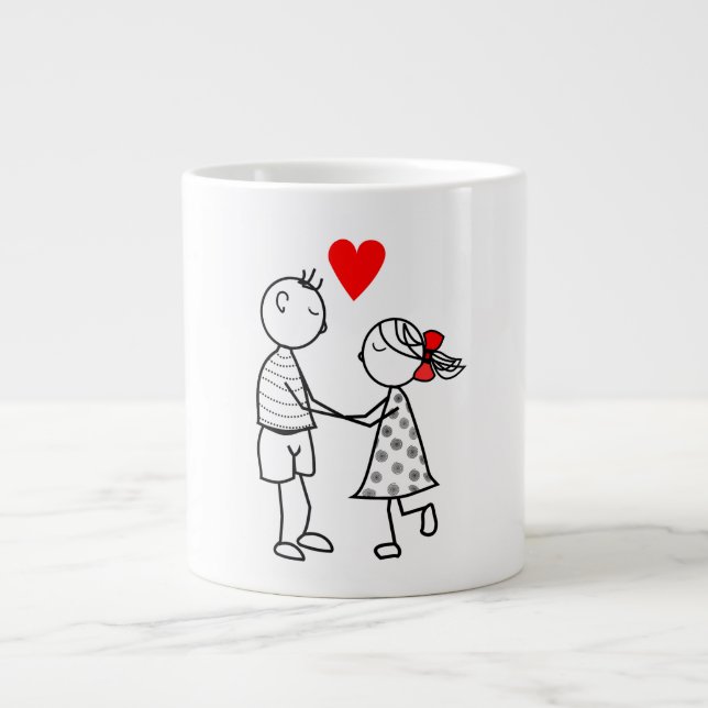 De Café Grande Caneca com Casal Romântico (Frente)