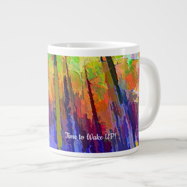 De Café Grande Caneca com Design Abstrato Brilhante (Frente Esquerda)
