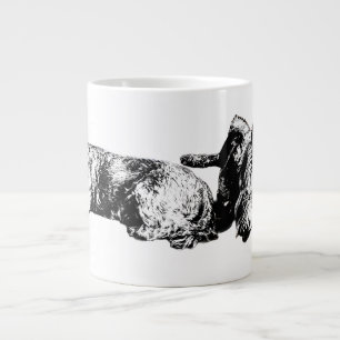 De Café Grande Caneca com Dois Schnauzers – Cachorro Preto e Bran