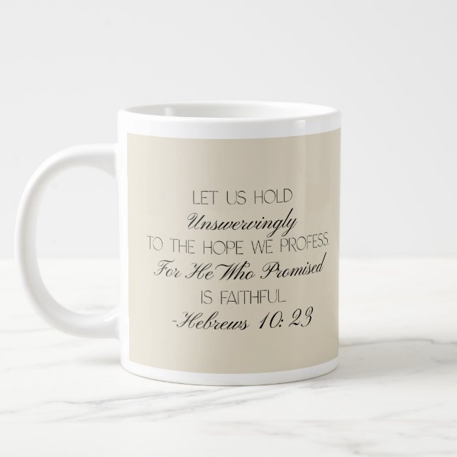 De Café Grande Caneca com versículo bíblico Hebreus 10:23 Esperan (Esquerda)