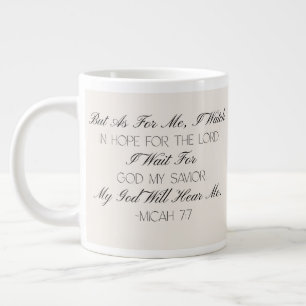 De Café Grande Caneca com versículo da Bíblia Miquéias 7:7 Espera