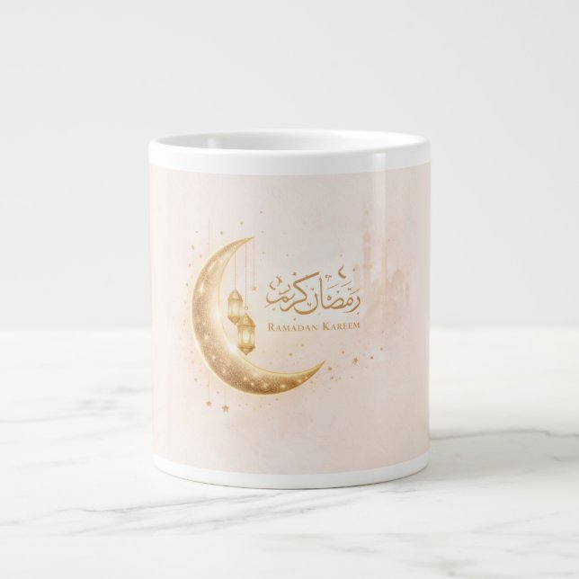 De Café Grande Caneca Crescente Dourado do Ramadan Kareem – Islâm (Frente)