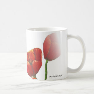 De Café grande caneca da papoila vermelha