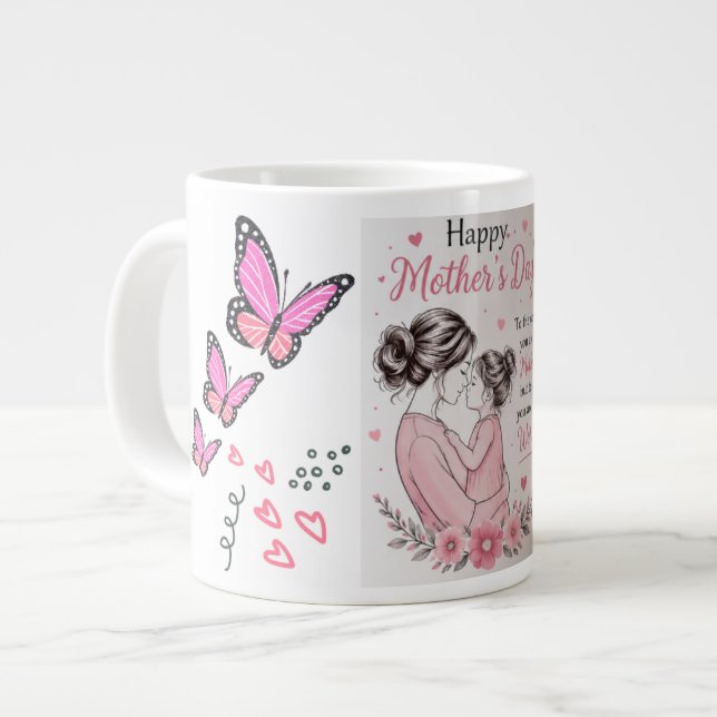 De Café Grande Caneca Dia das Mães Borboleta Feliz (Frente Esquerda)
