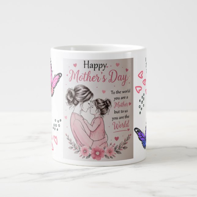 De Café Grande Caneca Dia das Mães Borboleta Feliz (Frente)