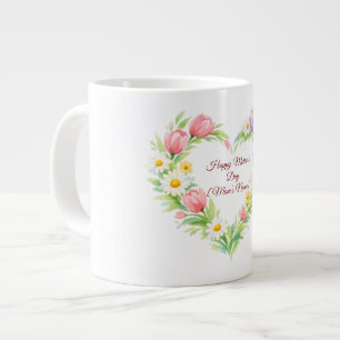 De Café Grande Caneca do Dia das Mães com Coração Floral Personal