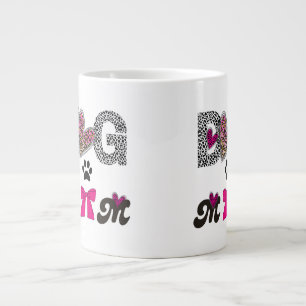 De Café Grande Caneca Dog Mom Leopard Heart - Presente para Mãe A