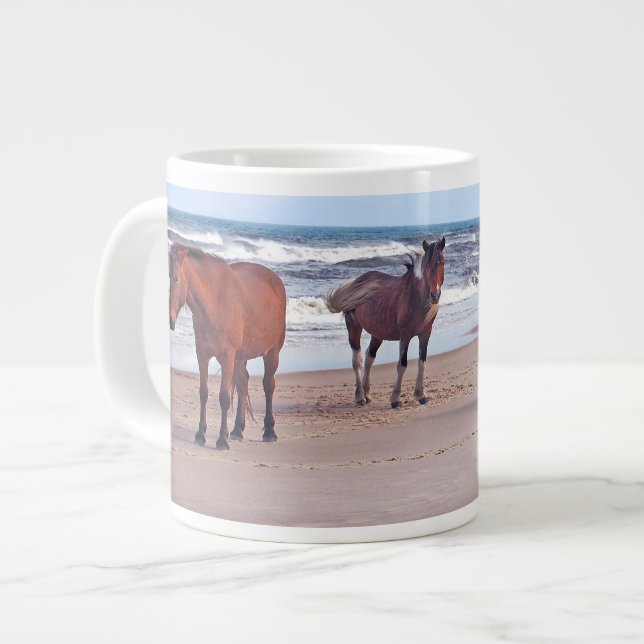 De Café Grande Caneca dos animais selvagens, cavalos selvagens (Frente Esquerda)