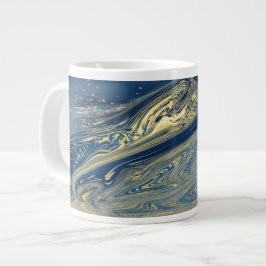De Café Grande Caneca Especial Metálica Azul e Dourada