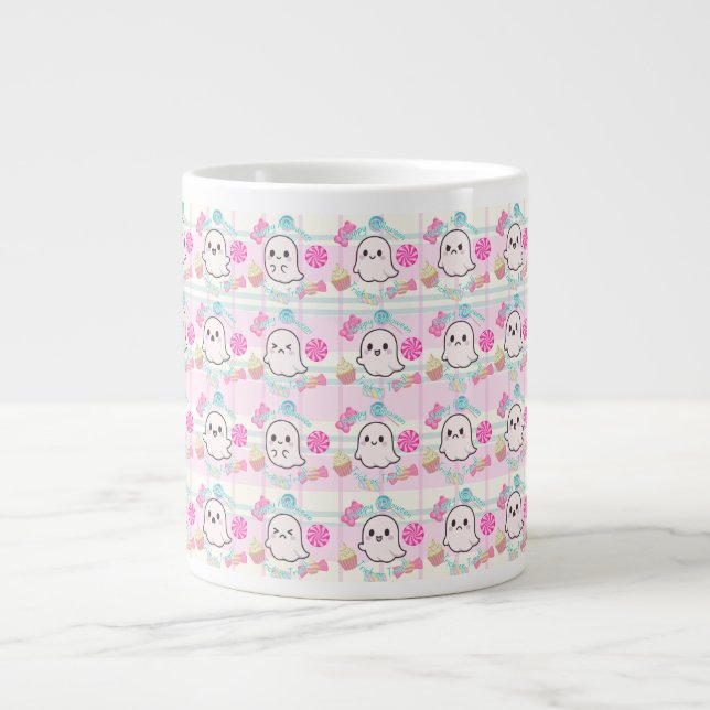 De Café Grande Caneca Fantasma Cor-de-Rosa (Frente)