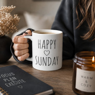 De Café Grande Caneca 'Feliz Domingo' Elegante e Encantadora
