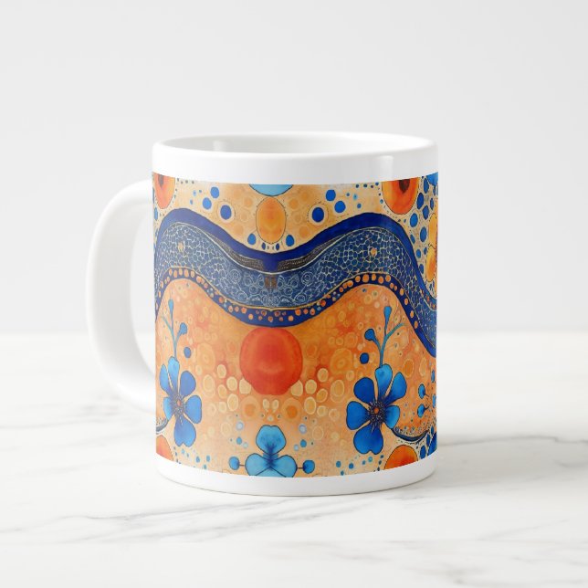 De Café Grande Caneca Flor Colorida (Frente Esquerda)