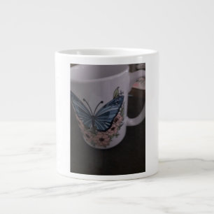 De Café Grande caneca floral borboleta