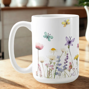 De Café Grande caneca Flores e borboletas aquáticas