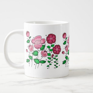 De Café Grande Caneca Jumbo 590 ml com flores rosa