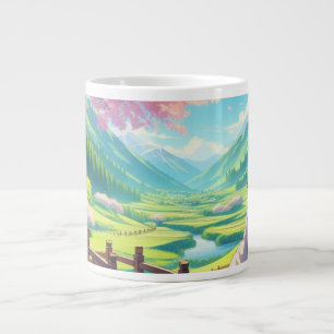 De Café Grande Caneca Jumbo Artística 'Paisagem do Vale Cénico'