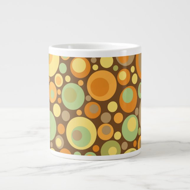 De Café Grande Caneca Jumbo Círculos Tons Terra Retrô (Frente)