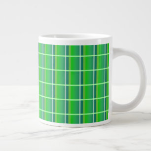 De Café Grande Caneca Jumbo com Padrão Xadrez Verde e Branco Retr
