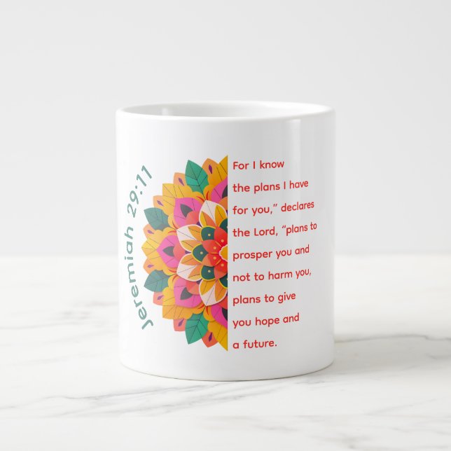 De Café Grande Caneca Jumbo Jeremias 29:11 Mandala (Frente)
