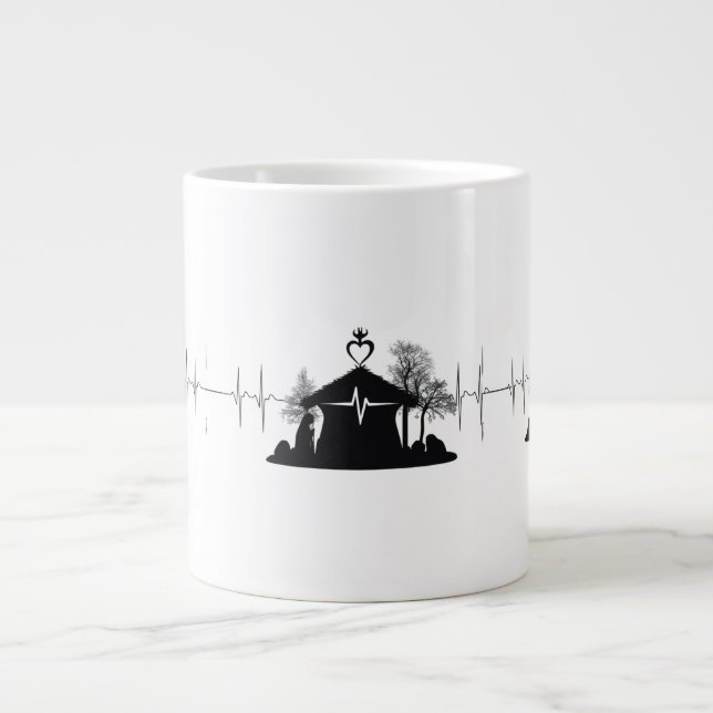 De Café Grande Caneca Jumbo Natividade Coração Minimalista Única (Frente)