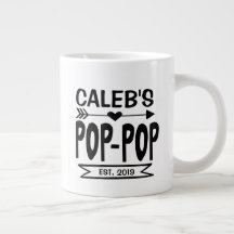 Caneca Jumbo Pop Pop com o Nome do Neto e Ano