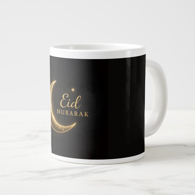 De Café Grande Caneca Luxo Crescente Dourado Eid Mubarak – Isla M (Frente Esquerda)