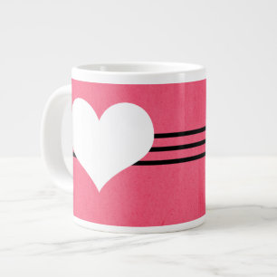 De Café Grande Caneca moderna cor-de-rosa do jumbo do coração