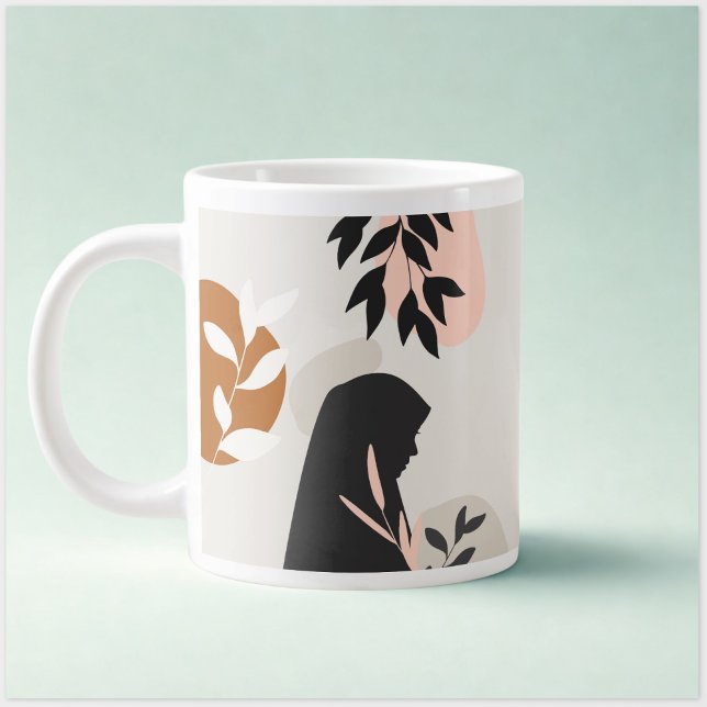 De Café Grande Caneca Monograma Menina Hijab | Boho Terracota e B (Criador carregado)
