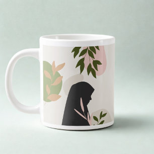 De Café Grande Caneca Monograma Menina Hijabi – Muçulmana Persona