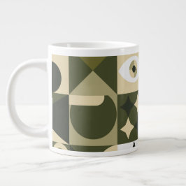 De Café Grande Caneca Mosaico Geométrico Abstrato Oliva & Sage Mo