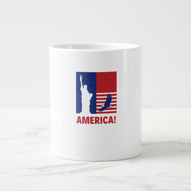 De Café Grande Caneca para o Dia da Independência Americano (Frente)