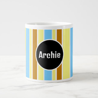 De Café Grande caneca personalizada com monograma listrado