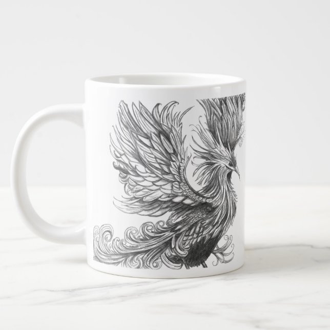 De Café Grande Caneca Personalizada da Fênix Mitológica  (Esquerda)