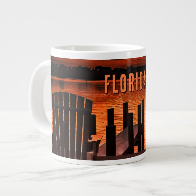De Café Grande Caneca "Pôr do Sol na Flórida" (Frente Esquerda)